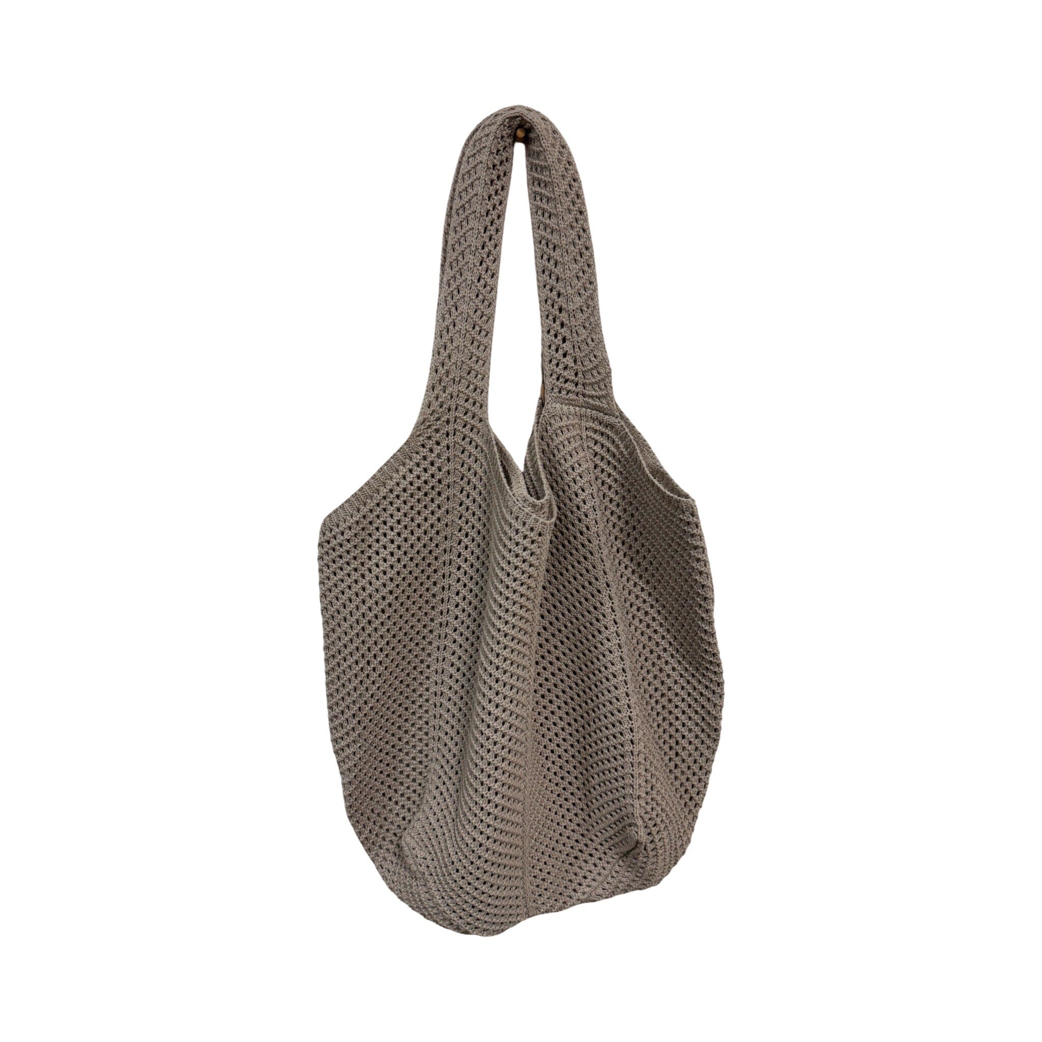 Crocheted Cotton Shoulder Bag Handbag Baanpueng Handmade Shop Biege