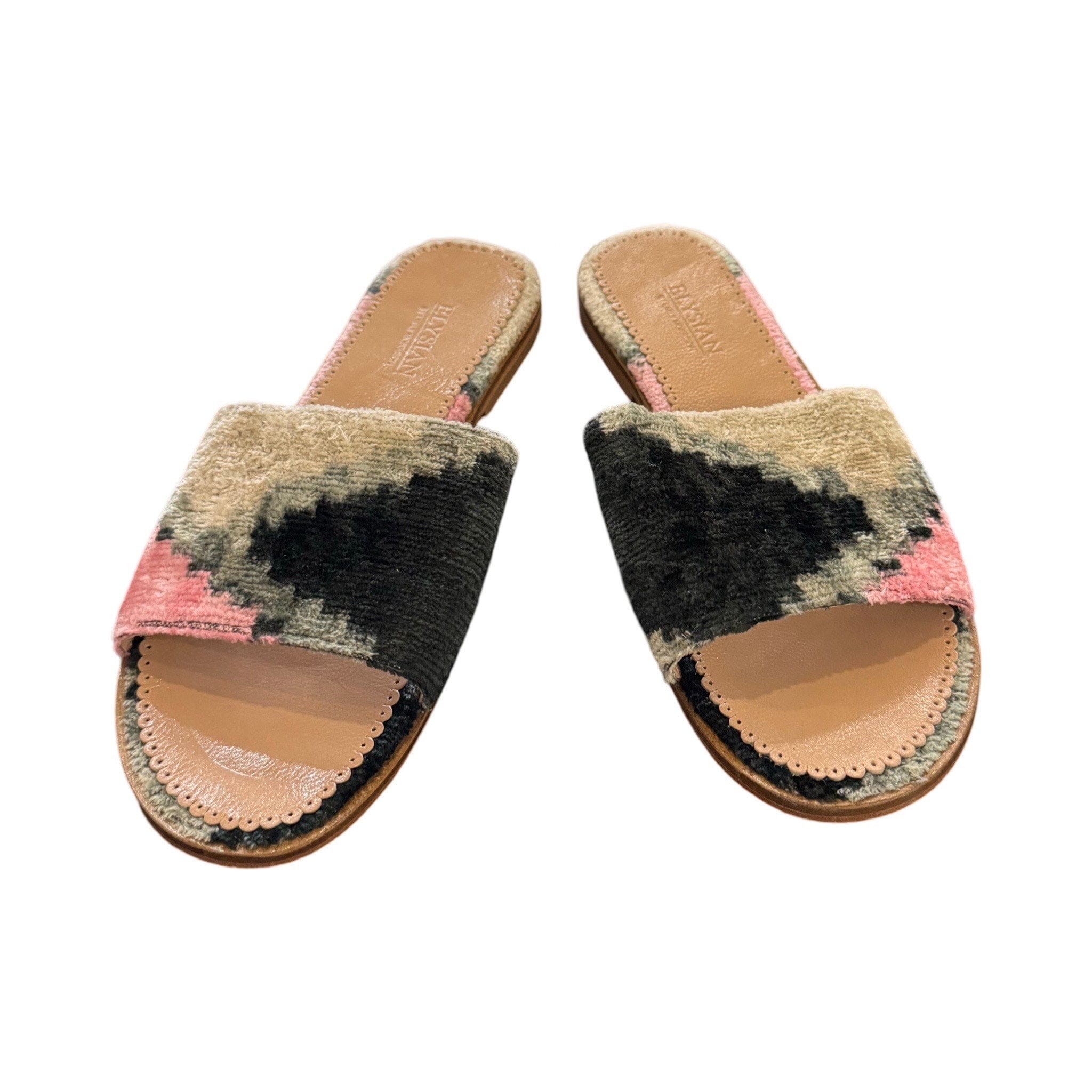 Elysian Silk Ikat Sandals Sandals Elysian by Emily Morrison Black/Pink/Gray and White 5.5