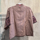Flax Linen Short Jacket with Vintage Hmong Batik and Embroidery Jacket Bangkok