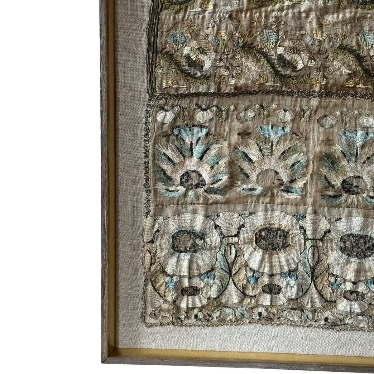 Framed 18th Century Muslin Hand Embroidered Ottoman Towels (430423) Antique Textile Rebecca Vizard