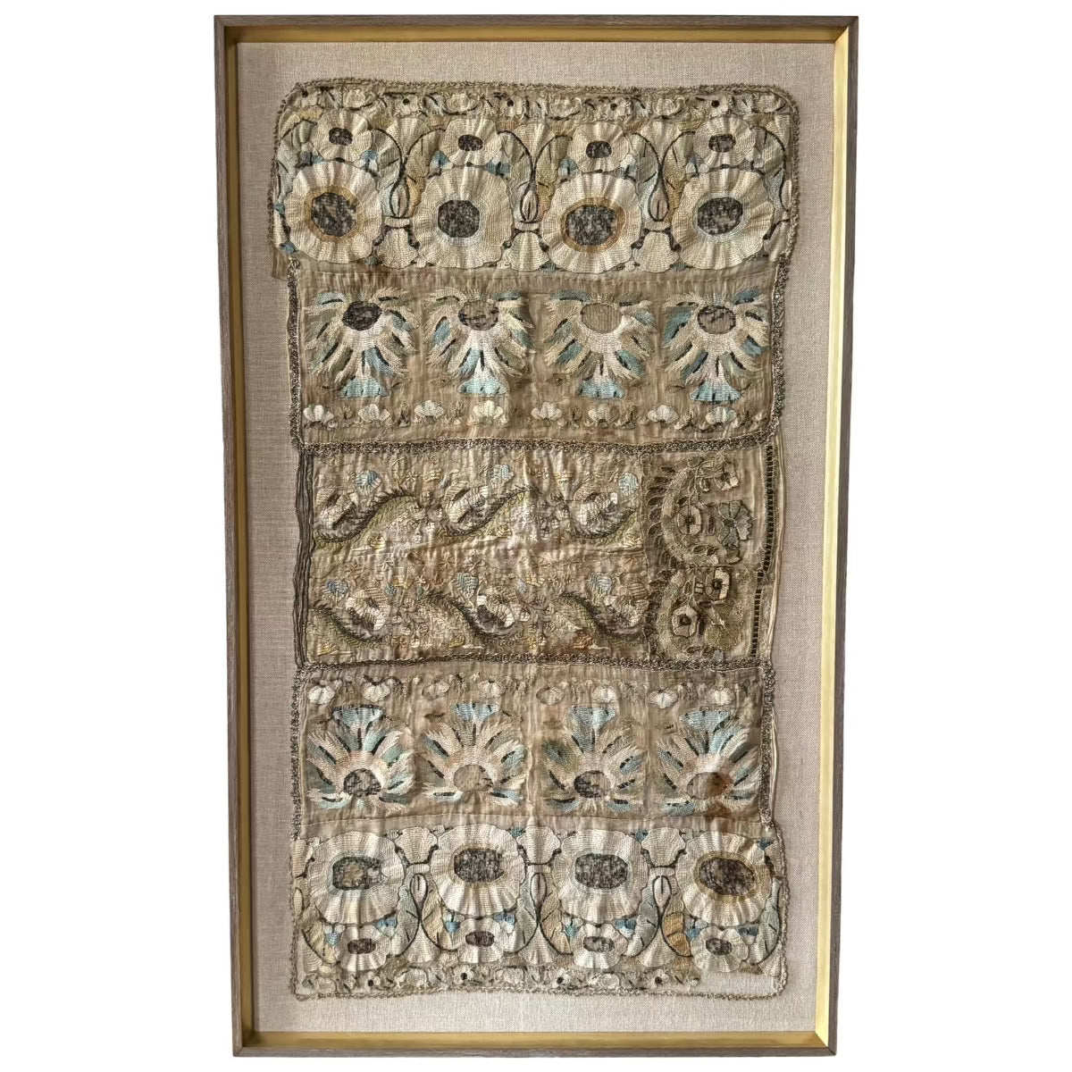 Framed 18th Century Muslin Hand Embroidered Ottoman Towels (430423) Antique Textile Rebecca Vizard