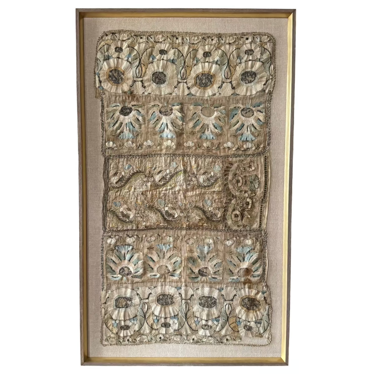 Framed 18th Century Muslin Hand Embroidered Ottoman Towels (430423) Antique Textile Rebecca Vizard 