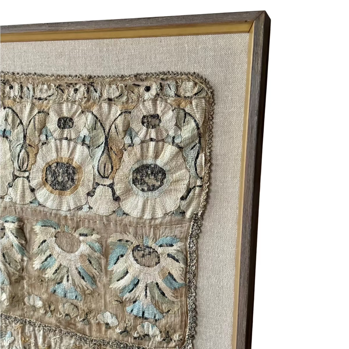 Framed 18th Century Muslin Hand Embroidered Ottoman Towels (430423) Antique Textile Rebecca Vizard