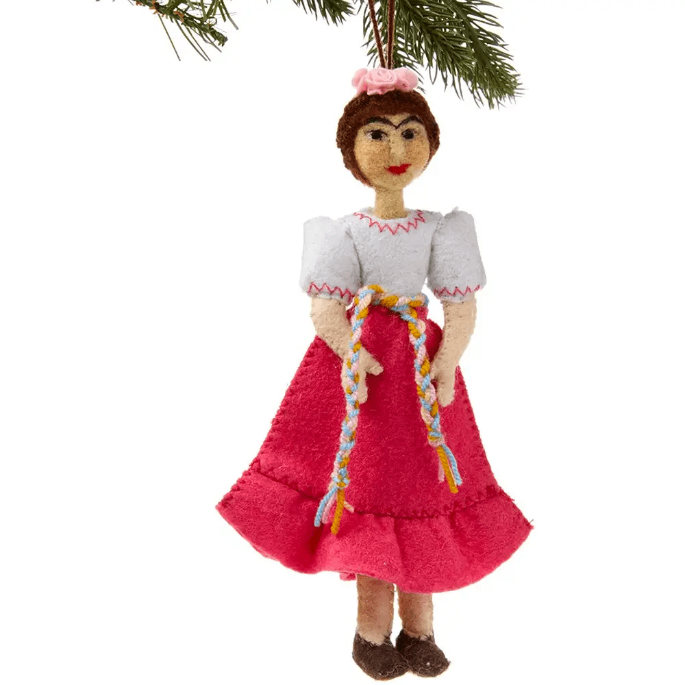 "Frida Kahlo" Felt Ornament Holiday Ornaments Silk Road Bazar