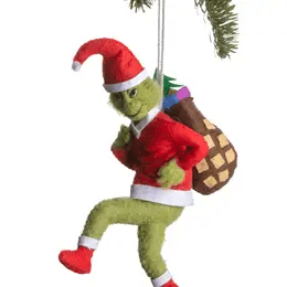 "Grinch Santa" Felt Ornament Holiday Ornaments Silk Road Bazar