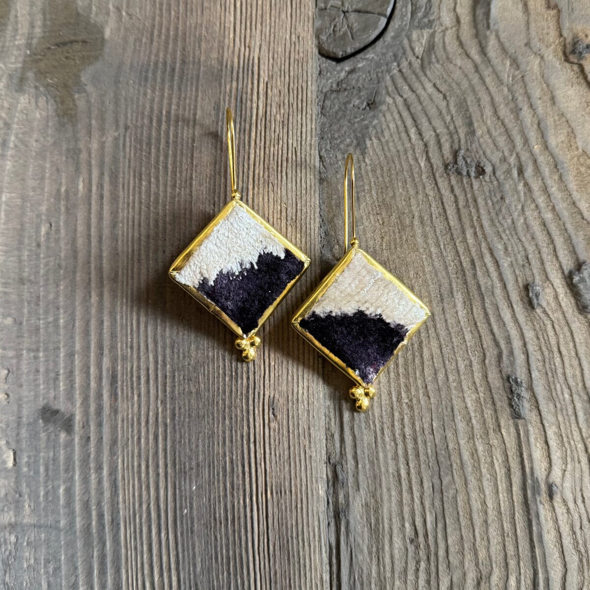 Hand Crafted Ottoman Vintage Textile Earrings - Diamond New Jewelry Eyup Gunduz A