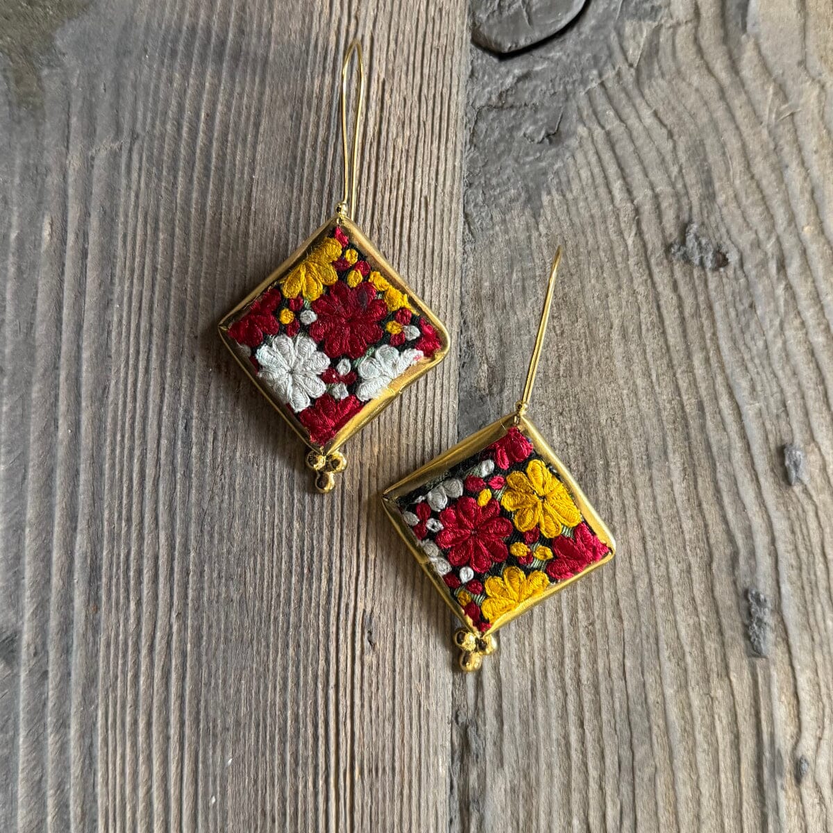 Hand Crafted Ottoman Vintage Textile Earrings - Diamond New Jewelry Eyup Gunduz E