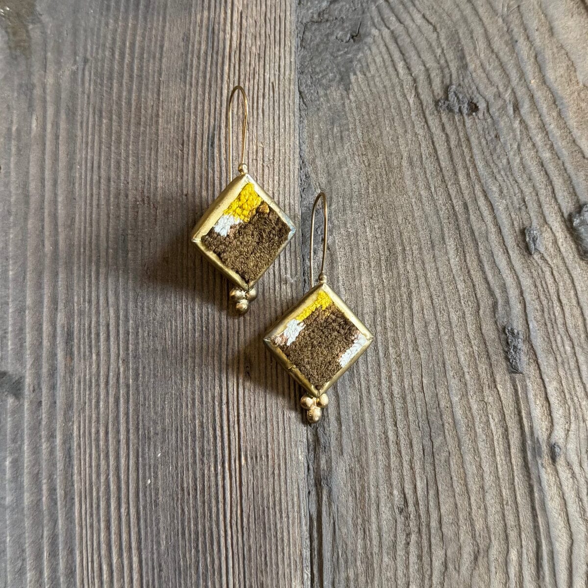 Hand Crafted Ottoman Vintage Textile Earrings - Diamond New Jewelry Eyup Gunduz F