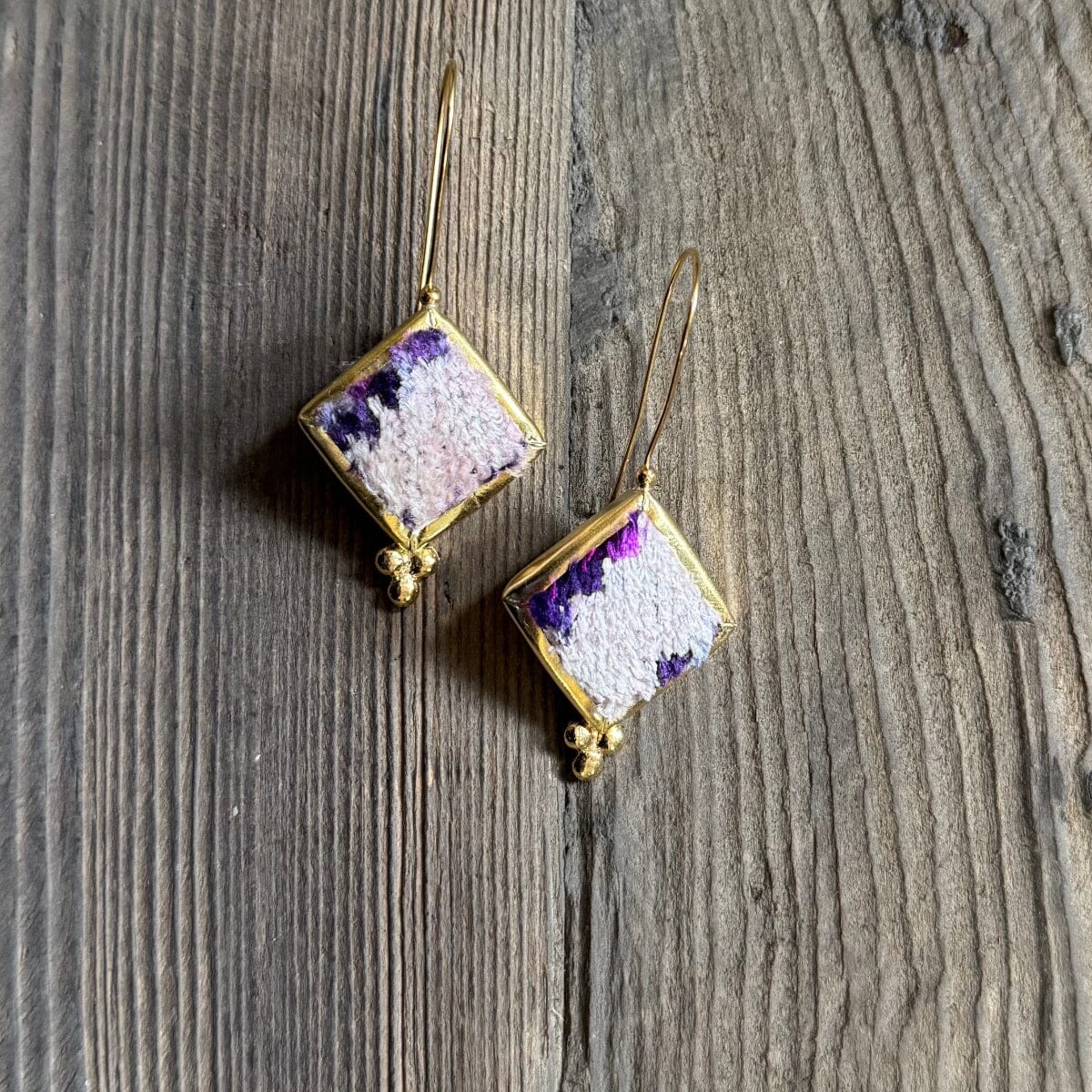 Hand Crafted Ottoman Vintage Textile Earrings - Diamond New Jewelry Eyup Gunduz H