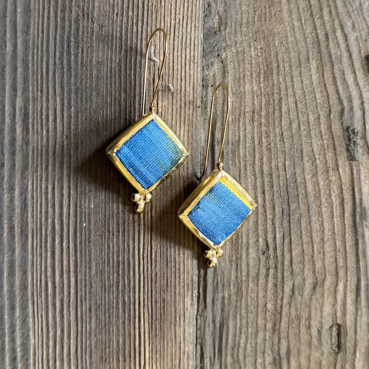 Hand Crafted Ottoman Vintage Textile Earrings - Diamond New Jewelry Eyup Gunduz I