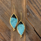 Hand Crafted Ottoman Vintage Textile Earrings - Oval Diamond New Jewelry Eyup Gunduz D