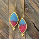 Hand Crafted Ottoman Vintage Textile Earrings - Oval Diamond New Jewelry Eyup Gunduz E