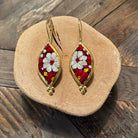 Hand Crafted Ottoman Vintage Textile Earrings - Oval Diamond New Jewelry Eyup Gunduz F