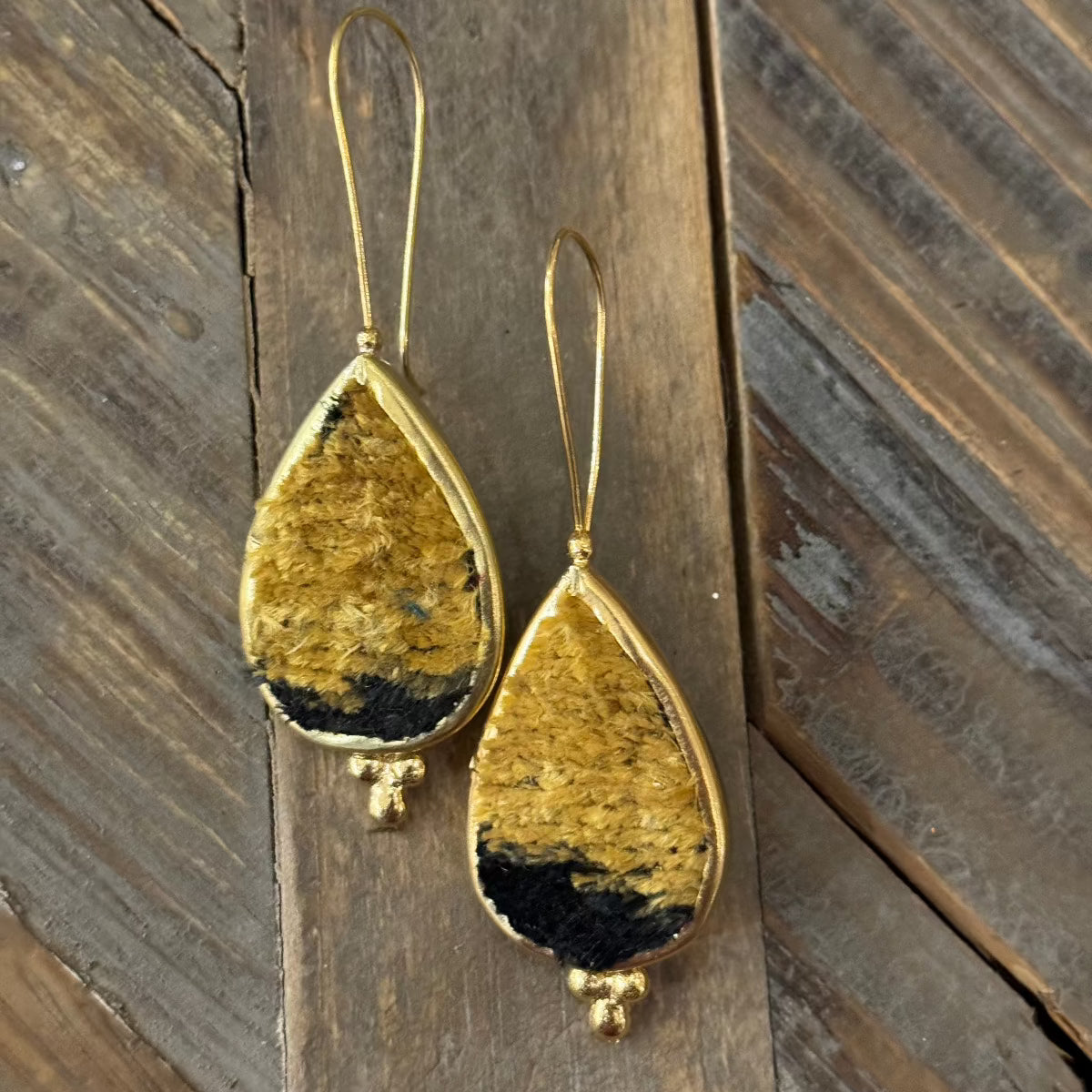 Hand Crafted Ottoman Vintage Textile Earrings - Pear New Jewelry Eyup Gunduz