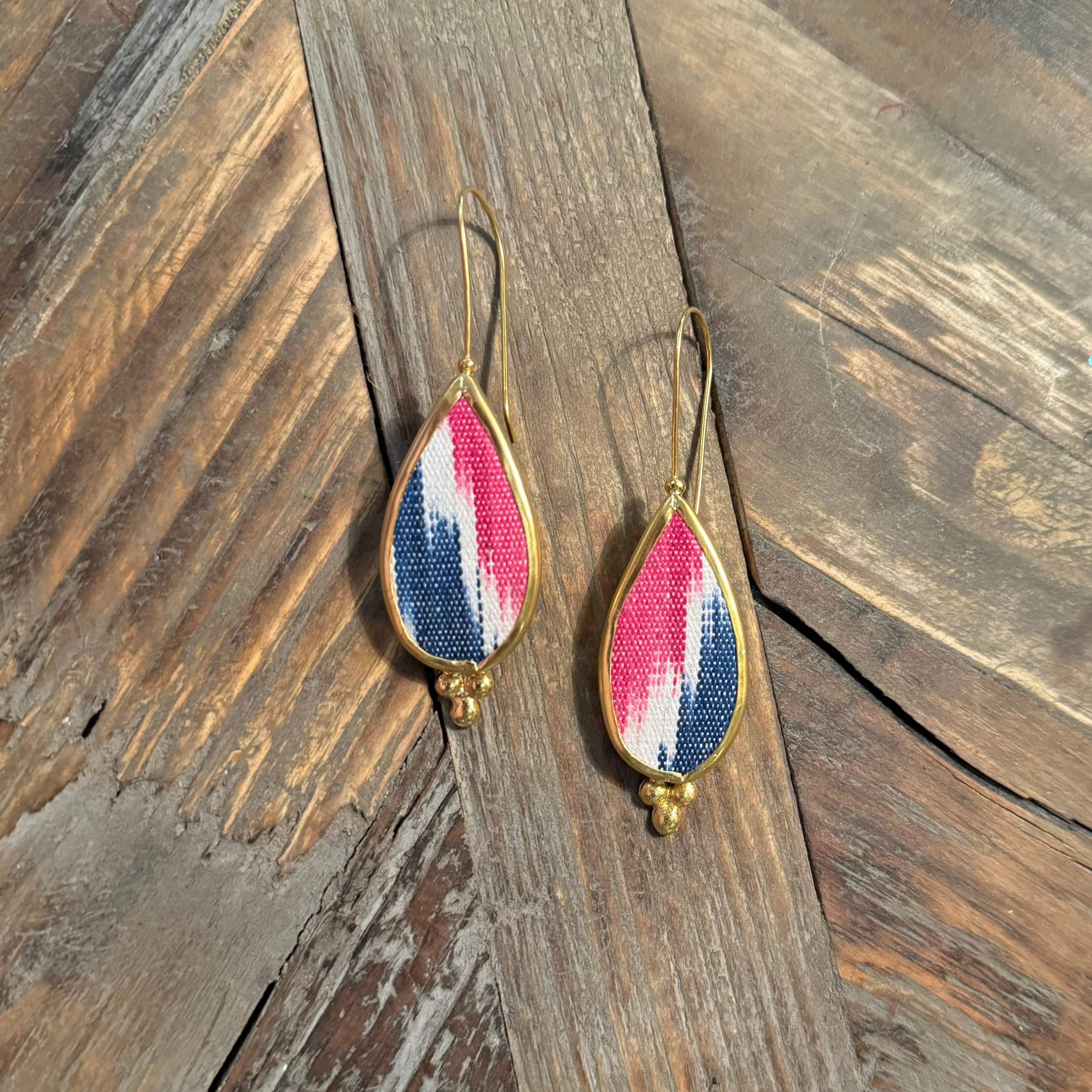 Hand Crafted Ottoman Vintage Textile Earrings - Pear New Jewelry Eyup Gunduz G