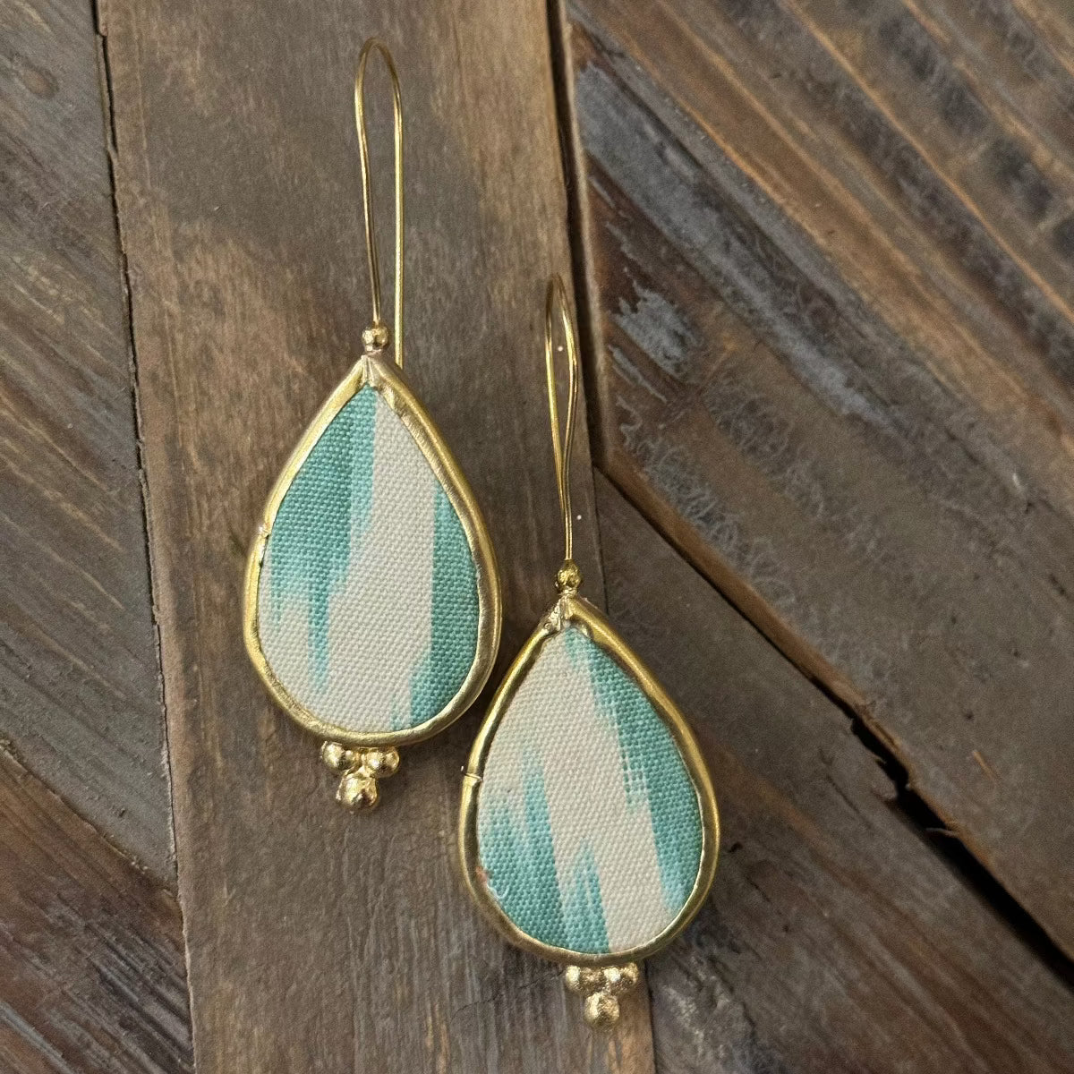 Hand Crafted Ottoman Vintage Textile Earrings - Pear New Jewelry Eyup Gunduz K