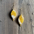 Hand Crafted Ottoman Vintage Textile Earrings - Pointed Oval New Jewelry Eyup Gunduz C