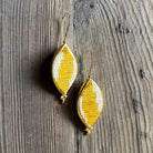 Hand Crafted Ottoman Vintage Textile Earrings - Pointed Oval New Jewelry Eyup Gunduz G