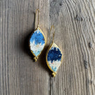 Hand Crafted Ottoman Vintage Textile Earrings - Pointed Oval New Jewelry Eyup Gunduz H
