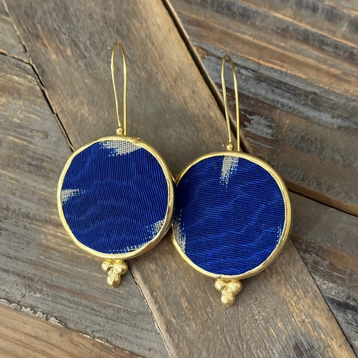 Hand Crafted Ottoman Vintage Textile Earrings - Round New Jewelry Eyup Gunduz H