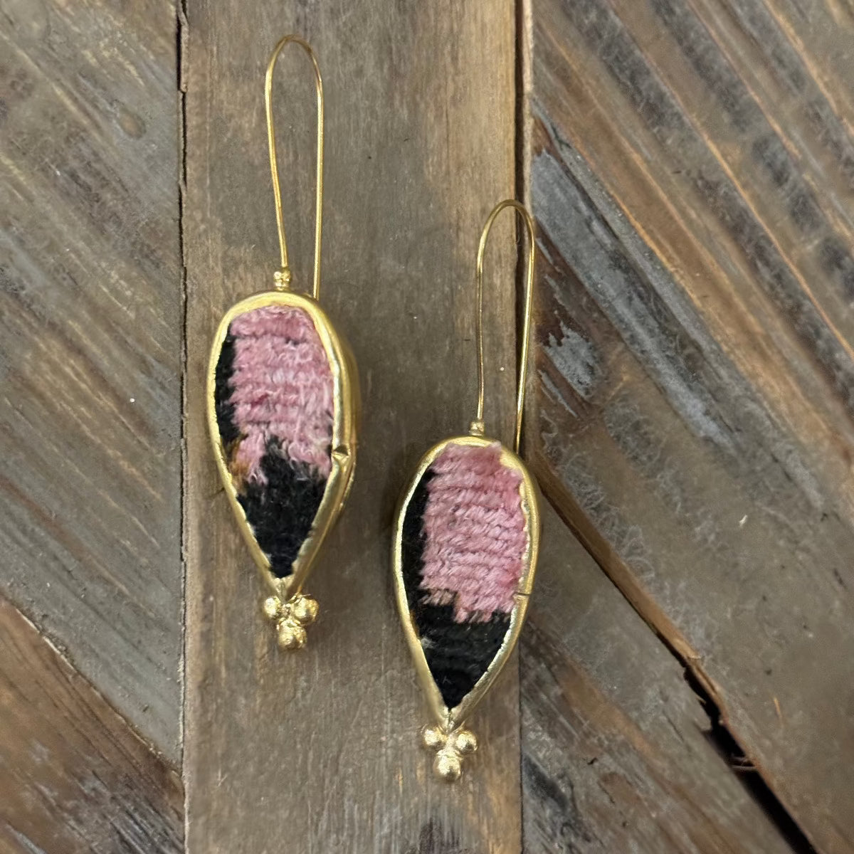 Hand Crafted Ottoman Vintage Textile Earrings - Teardrop New Jewelry Eyup Gunduz B