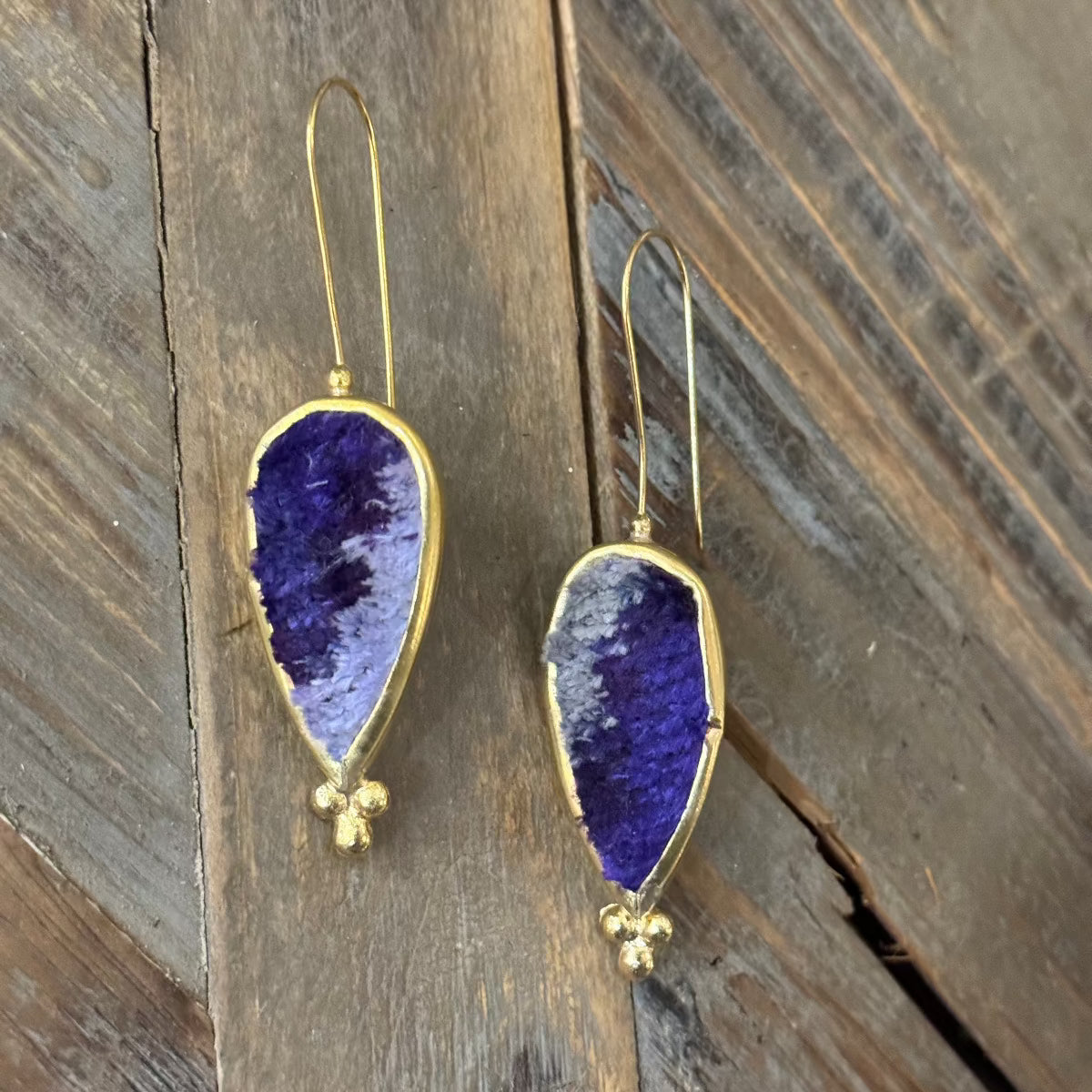 Hand Crafted Ottoman Vintage Textile Earrings - Teardrop New Jewelry Eyup Gunduz C