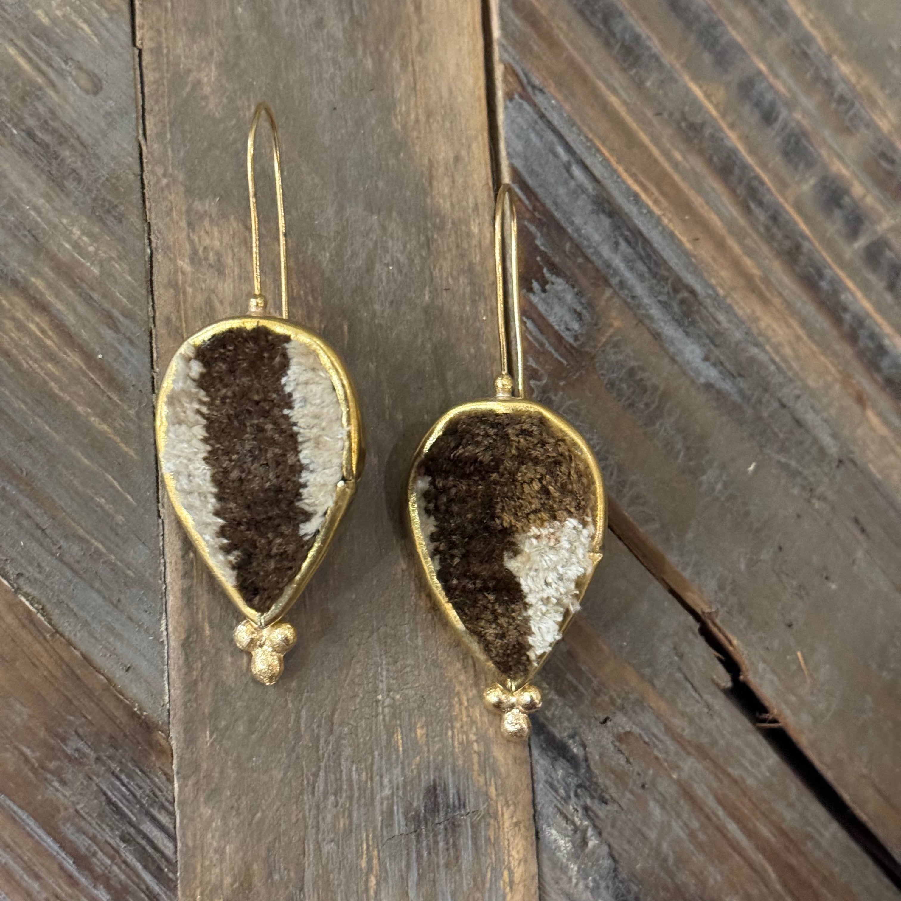 Hand Crafted Ottoman Vintage Textile Earrings - Teardrop New Jewelry Eyup Gunduz D