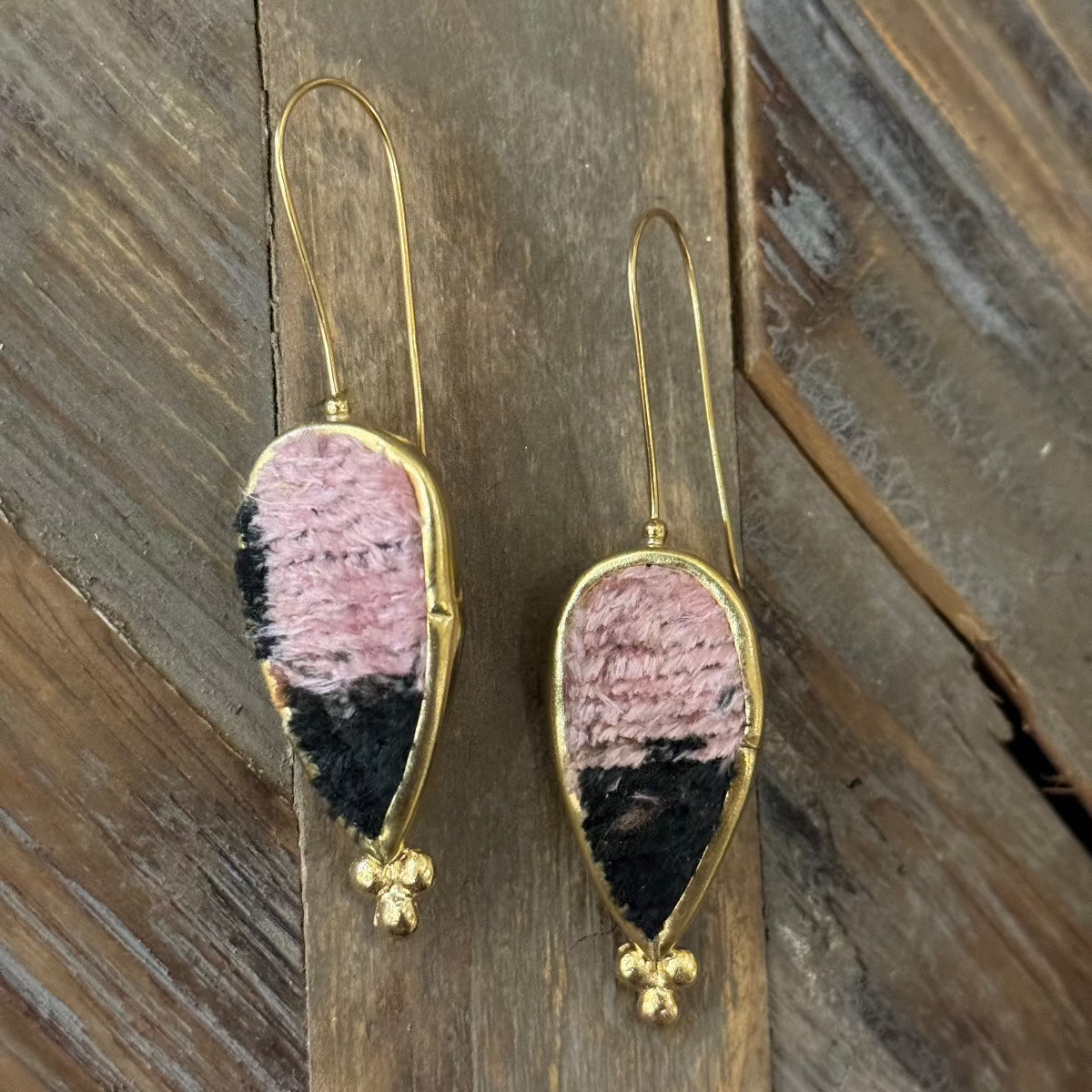 Hand Crafted Ottoman Vintage Textile Earrings - Teardrop New Jewelry Eyup Gunduz E