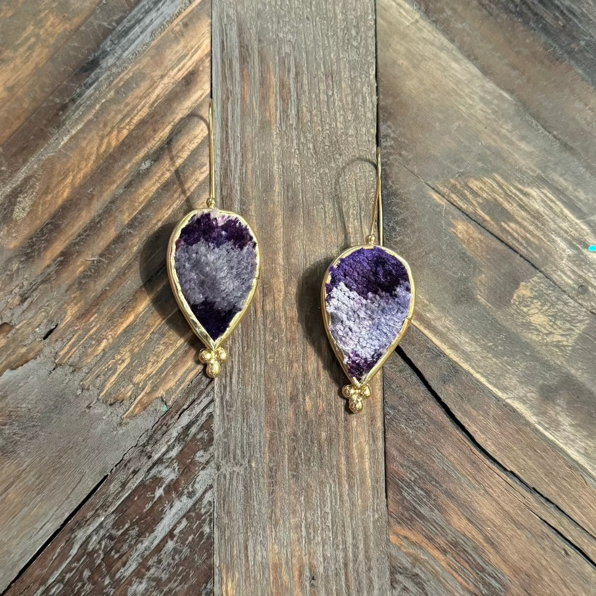 Hand Crafted Ottoman Vintage Textile Earrings - Teardrop New Jewelry Eyup Gunduz F