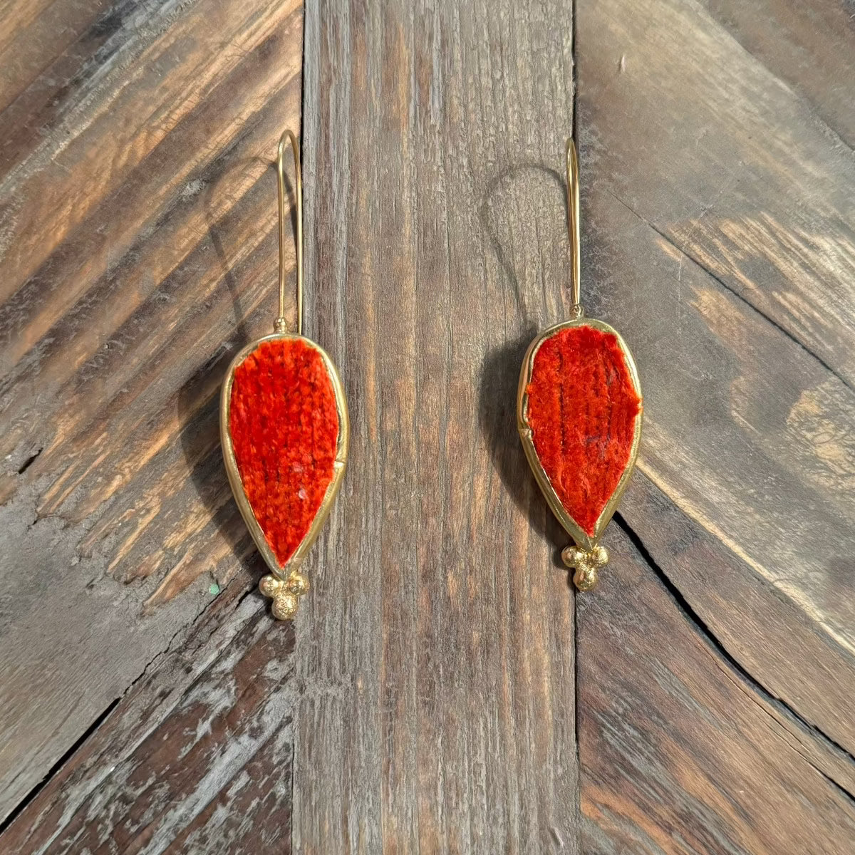 Hand Crafted Ottoman Vintage Textile Earrings - Teardrop New Jewelry Eyup Gunduz I
