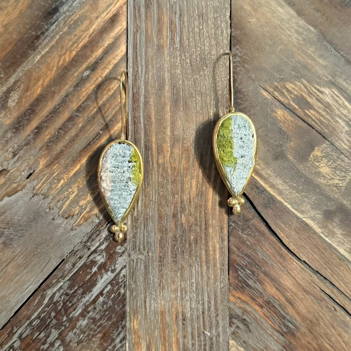 Hand Crafted Ottoman Vintage Textile Earrings - Teardrop New Jewelry Eyup Gunduz J