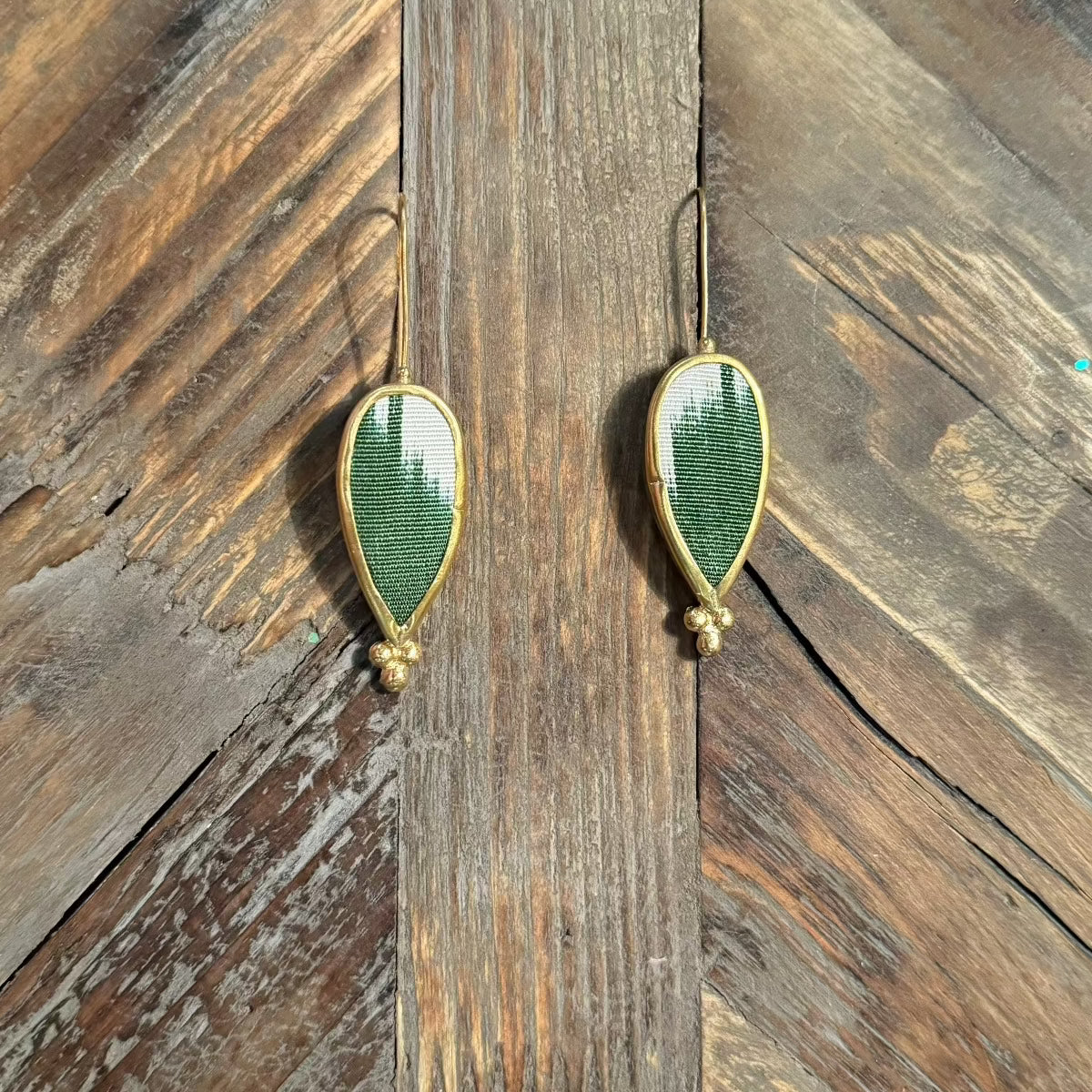 Hand Crafted Ottoman Vintage Textile Earrings - Teardrop New Jewelry Eyup Gunduz K