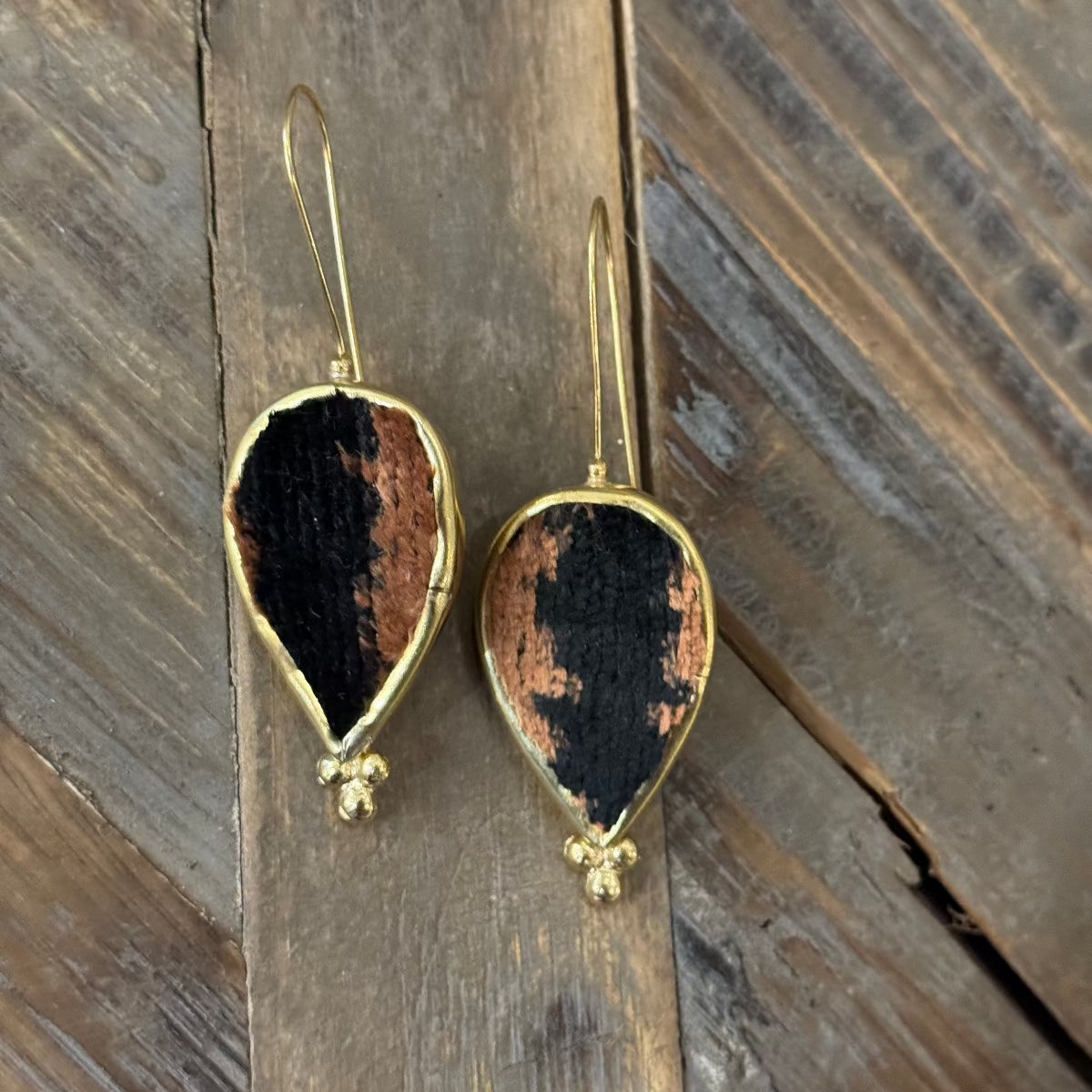 Hand Crafted Ottoman Vintage Textile Earrings - Teardrop New Jewelry Eyup Gunduz M