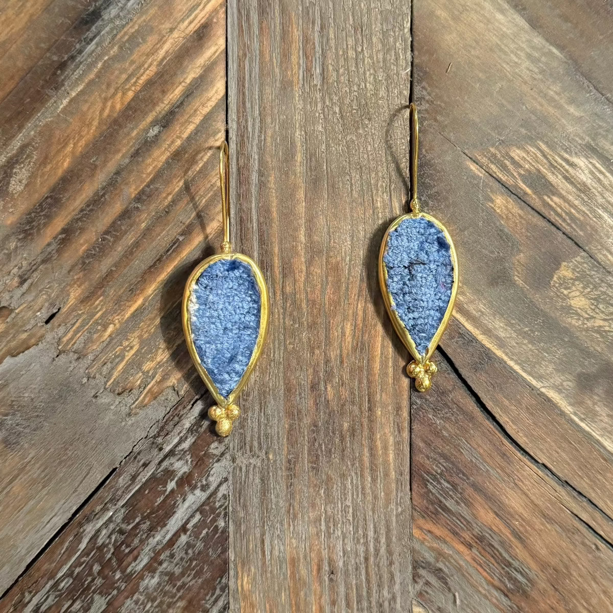 Hand Crafted Ottoman Vintage Textile Earrings - Teardrop New Jewelry Eyup Gunduz O