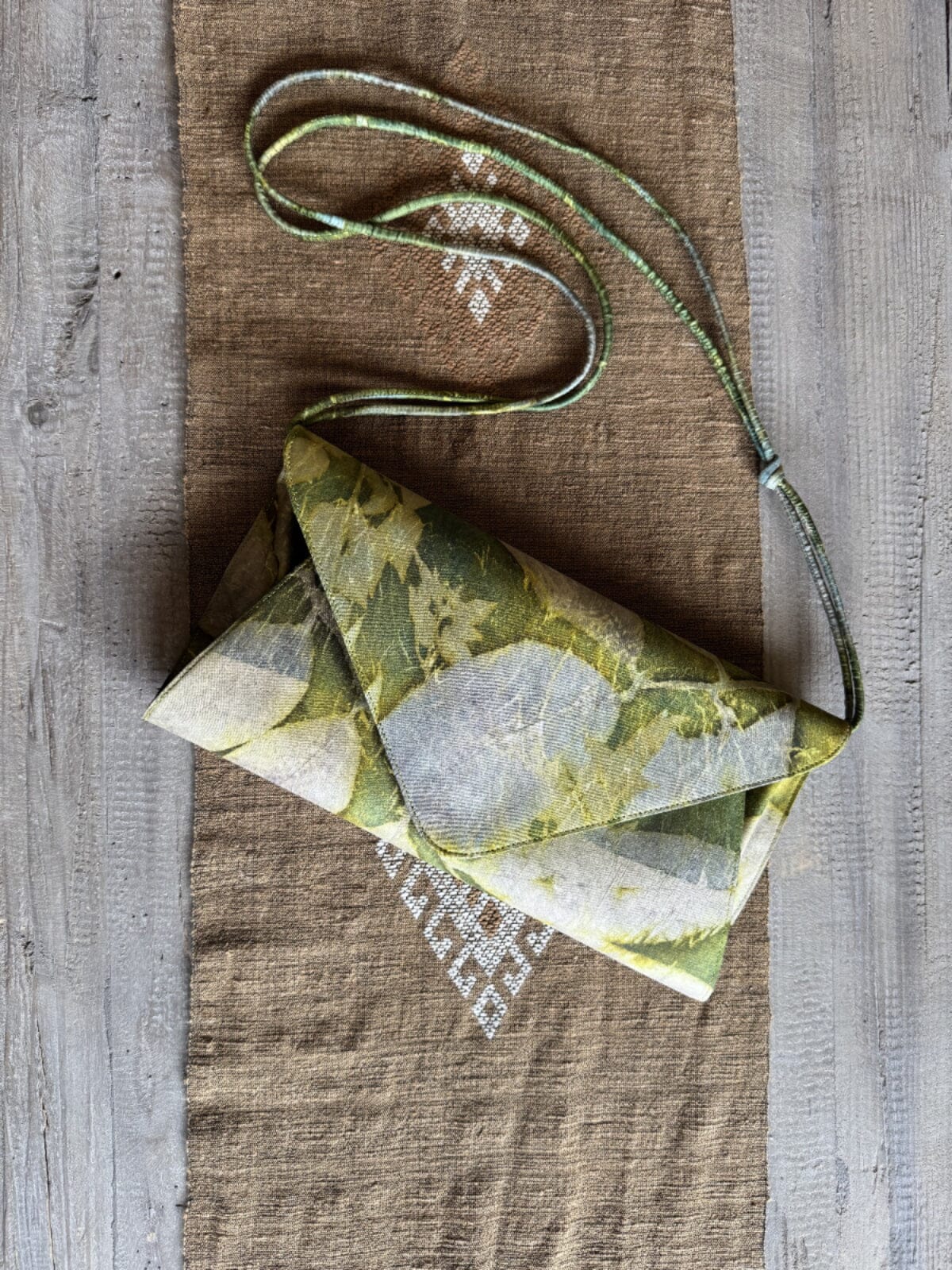 Hand Dyed Silk Leaf Print Purse Purse Cambodia A