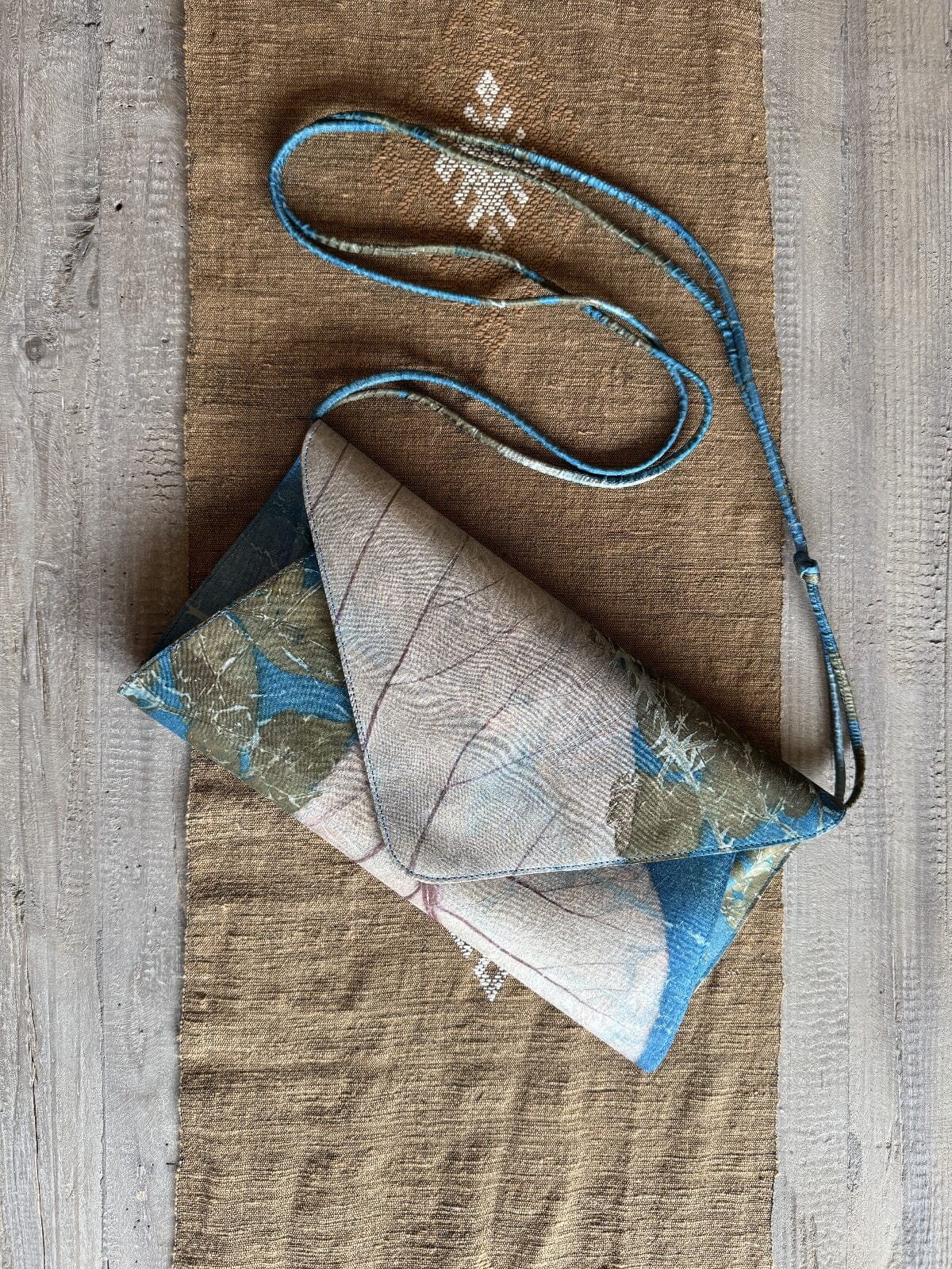 Hand Dyed Silk Leaf Print Purse Purse Cambodia B