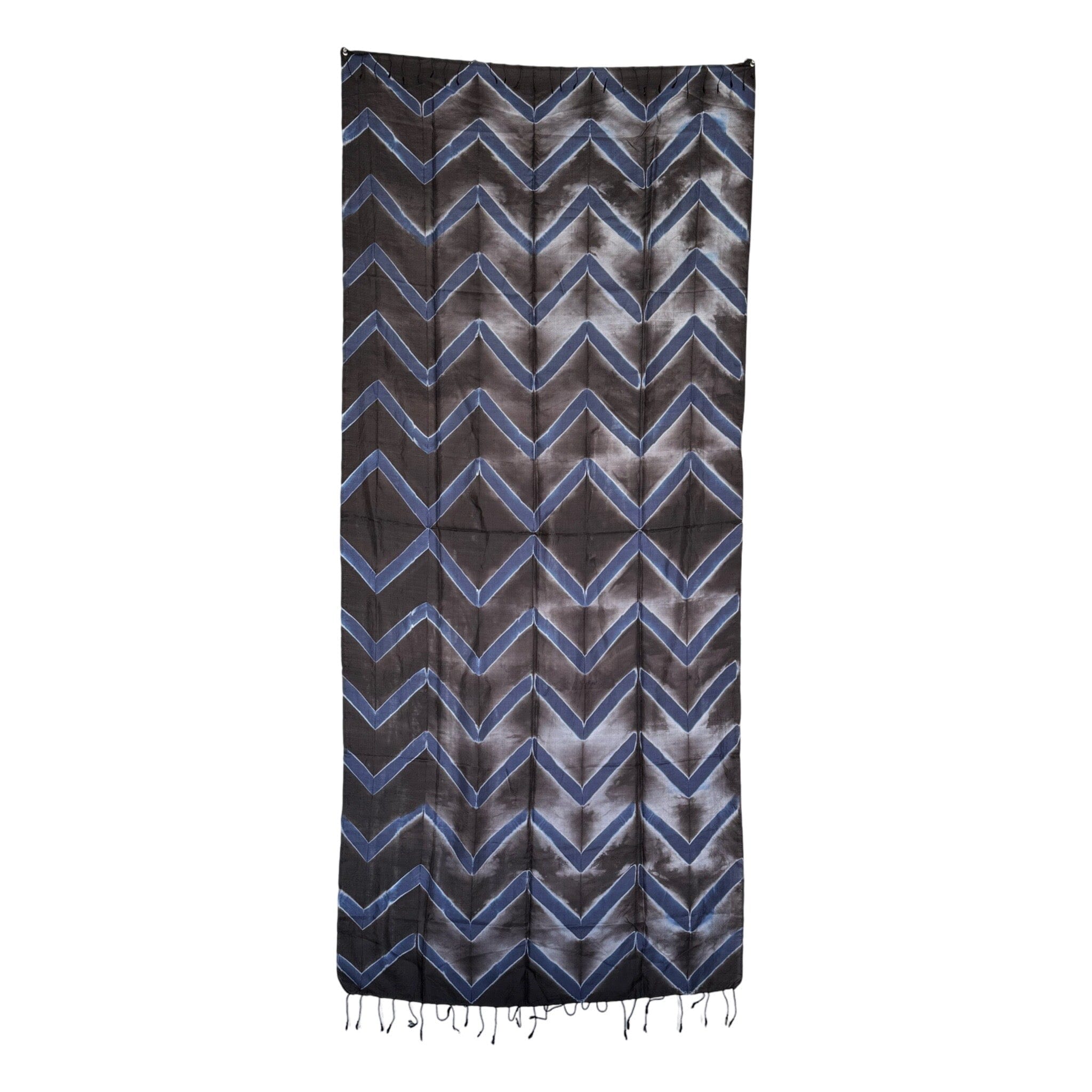 Hand Dyed Silk Scarf from Cambodia Scarf ClayCut Laos Black and Navy