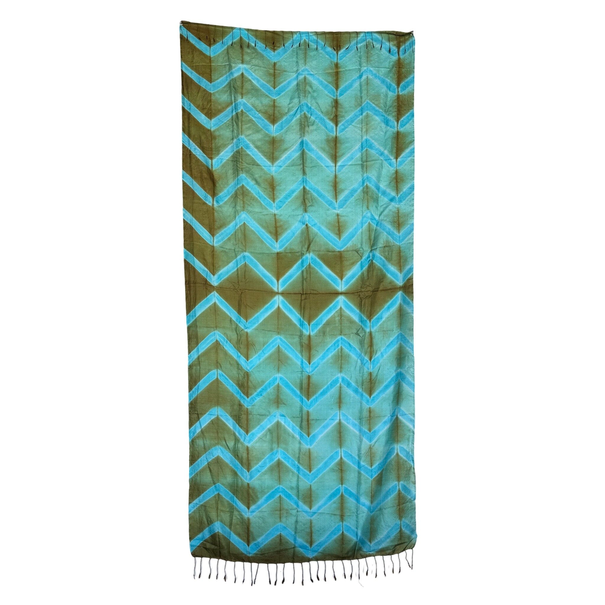 Hand Dyed Silk Scarf from Cambodia Scarf ClayCut Laos Green and Blue