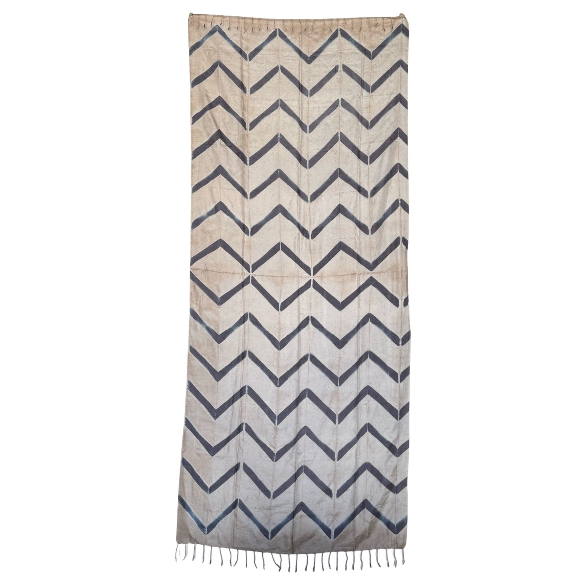 Hand Dyed Silk Scarf from Cambodia Scarf ClayCut Laos Silver and Navy