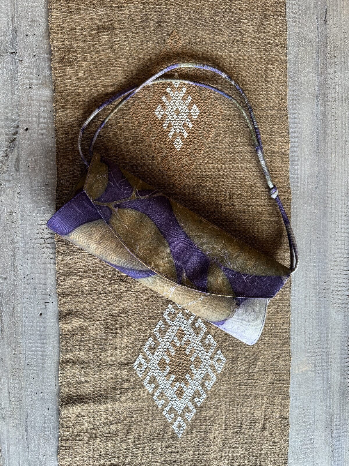 Hand Dyes Silk Leaf Print Clutch Purse Cambodia B