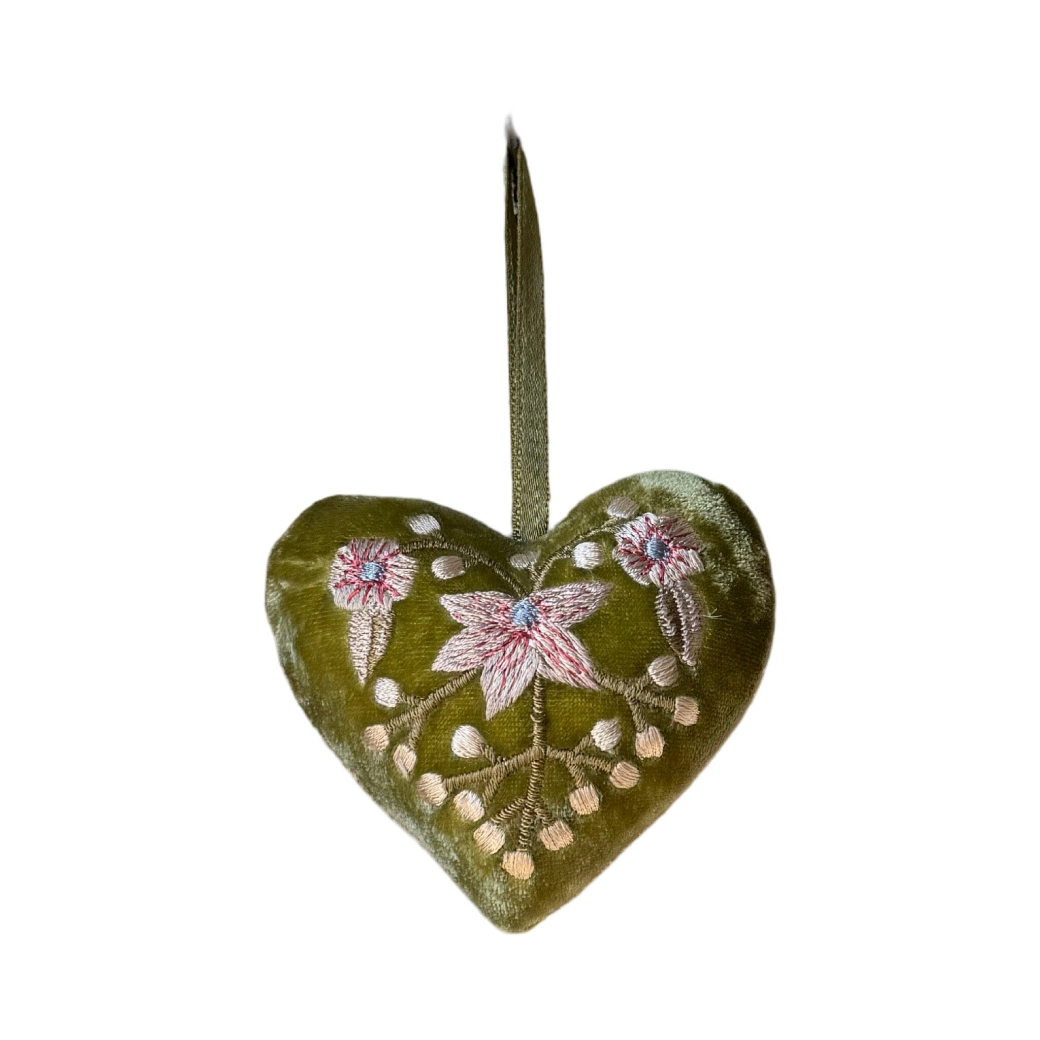 Hand Embroidered Silk Velvet Heart Ornaments Ornament Anke Drechsel A
