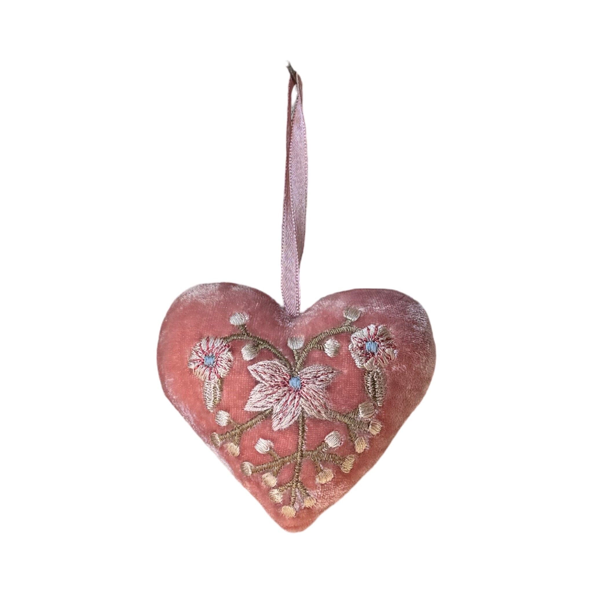 Hand Embroidered Silk Velvet Heart Ornaments Ornament Anke Drechsel B