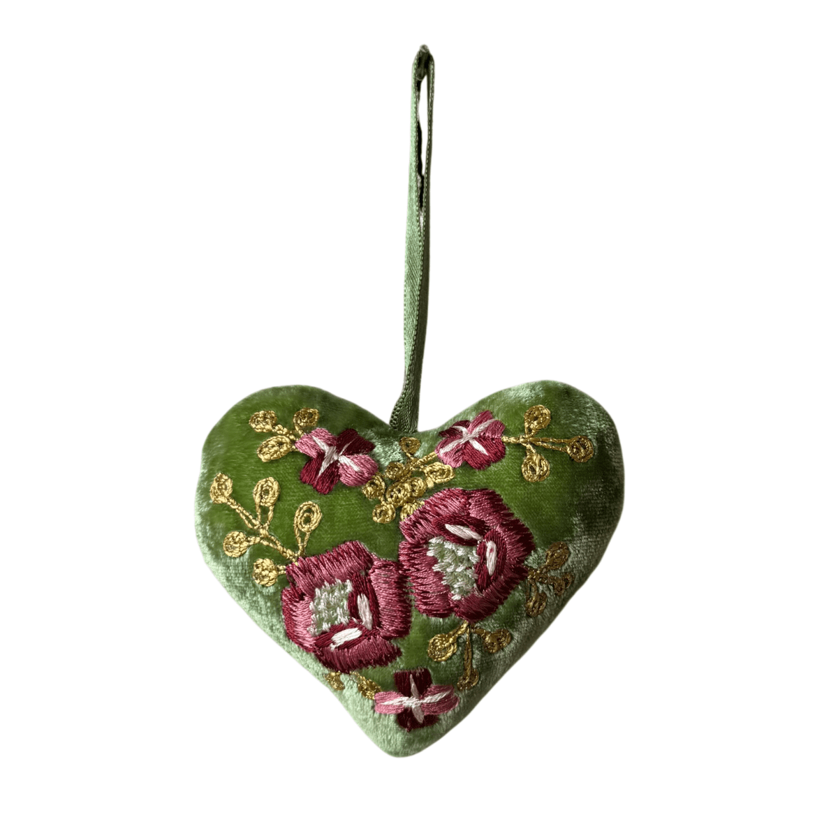 Hand Embroidered Silk Velvet Heart Ornaments Ornament Anke Drechsel CC