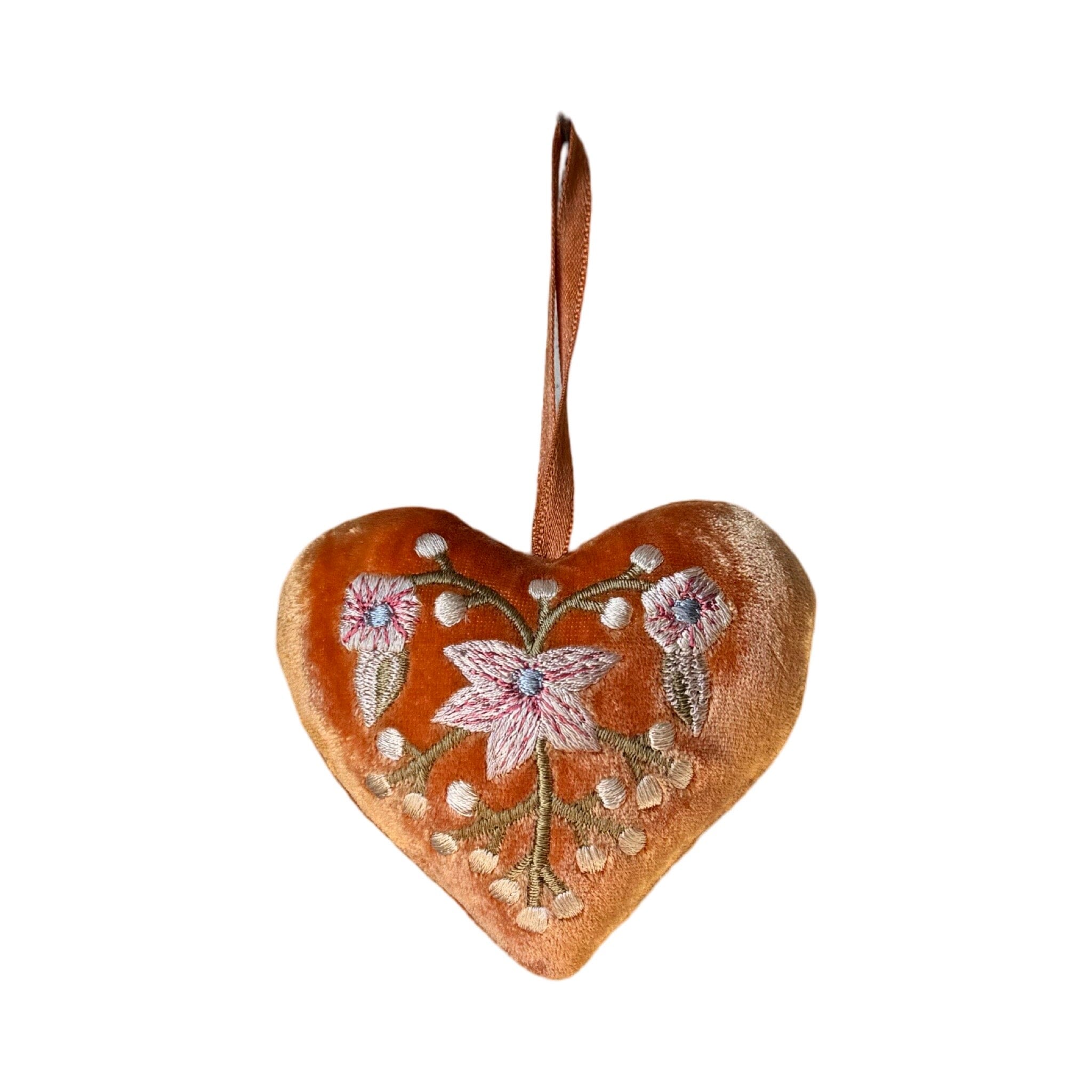 Hand Embroidered Silk Velvet Heart Ornaments Ornament Anke Drechsel D