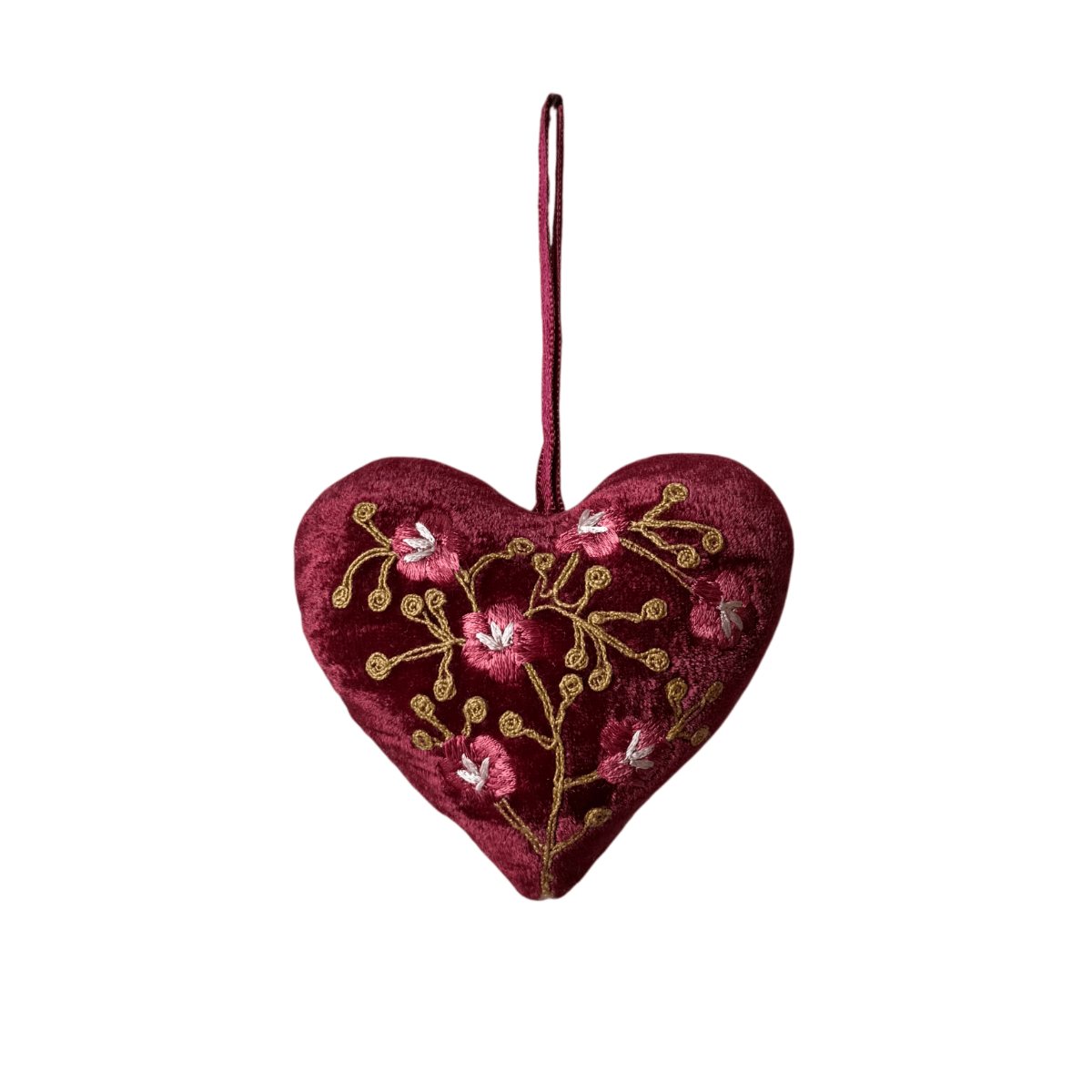 Hand Embroidered Silk Velvet Heart Ornaments Ornament Anke Drechsel G