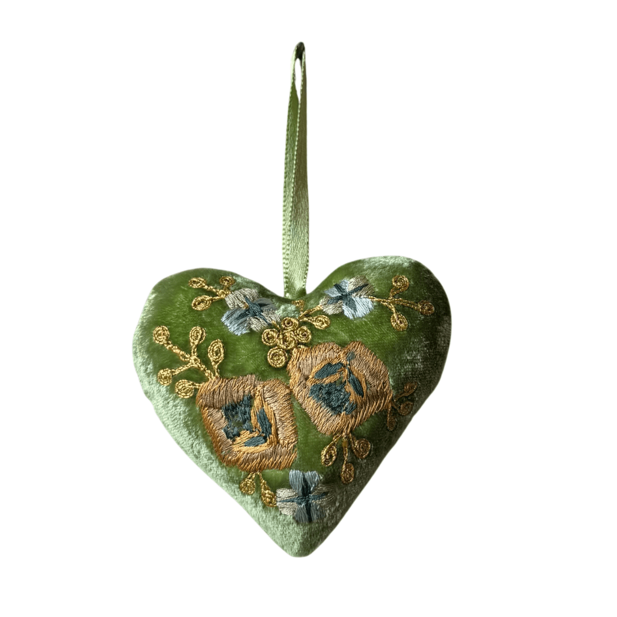 Hand Embroidered Silk Velvet Heart Ornaments Ornament Anke Drechsel HH