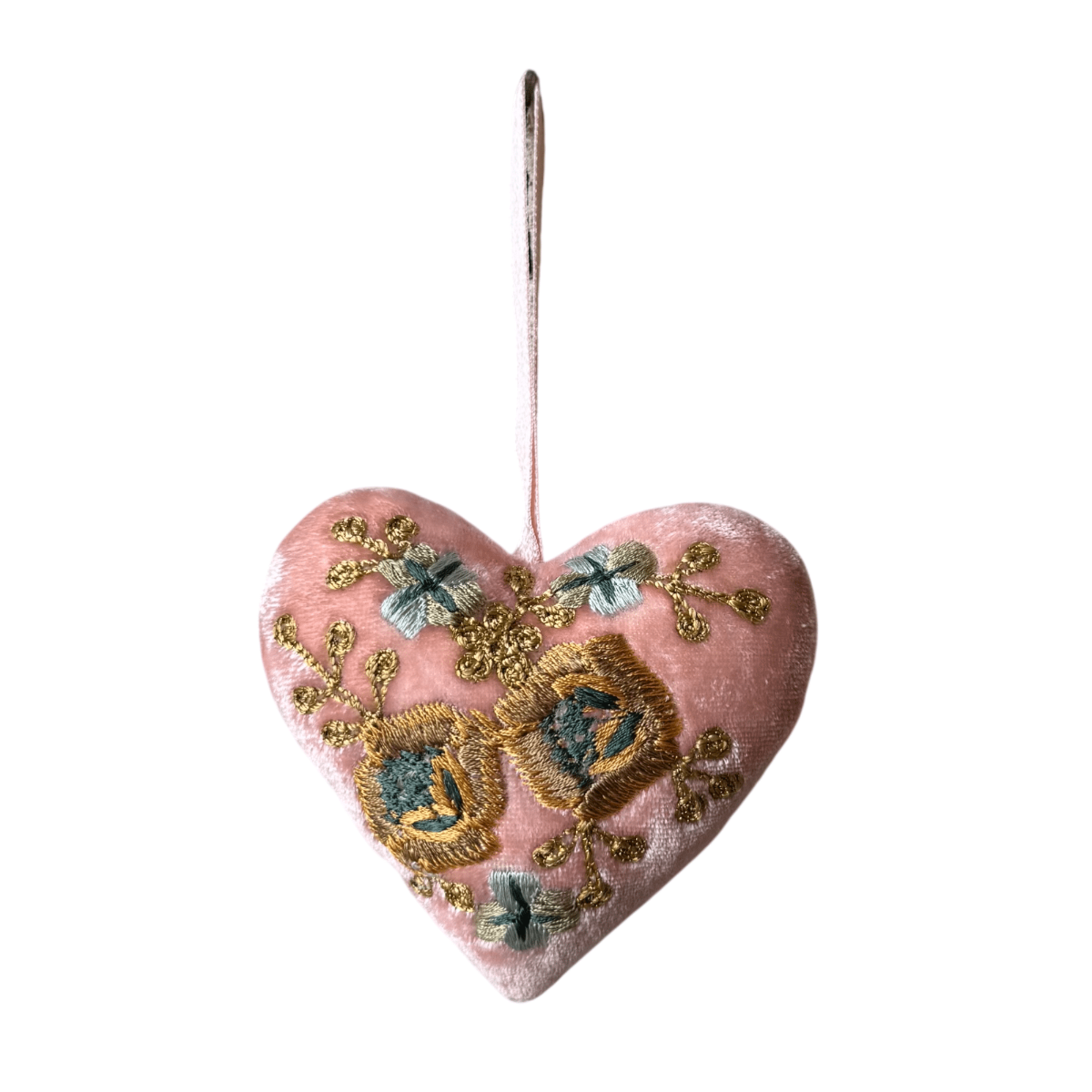 Hand Embroidered Silk Velvet Heart Ornaments Ornament Anke Drechsel NN