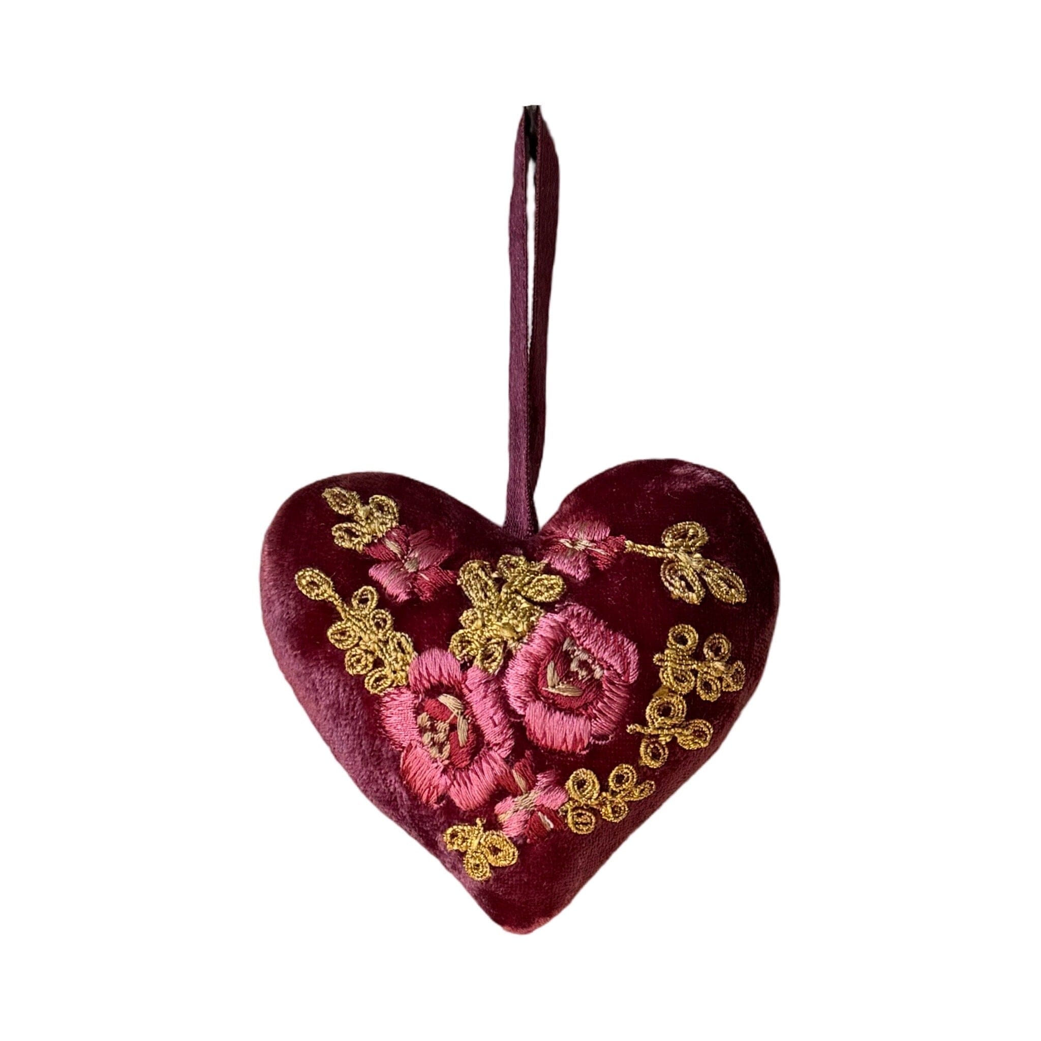 Hand Embroidered Silk Velvet Heart Ornaments Ornament Anke Drechsel P