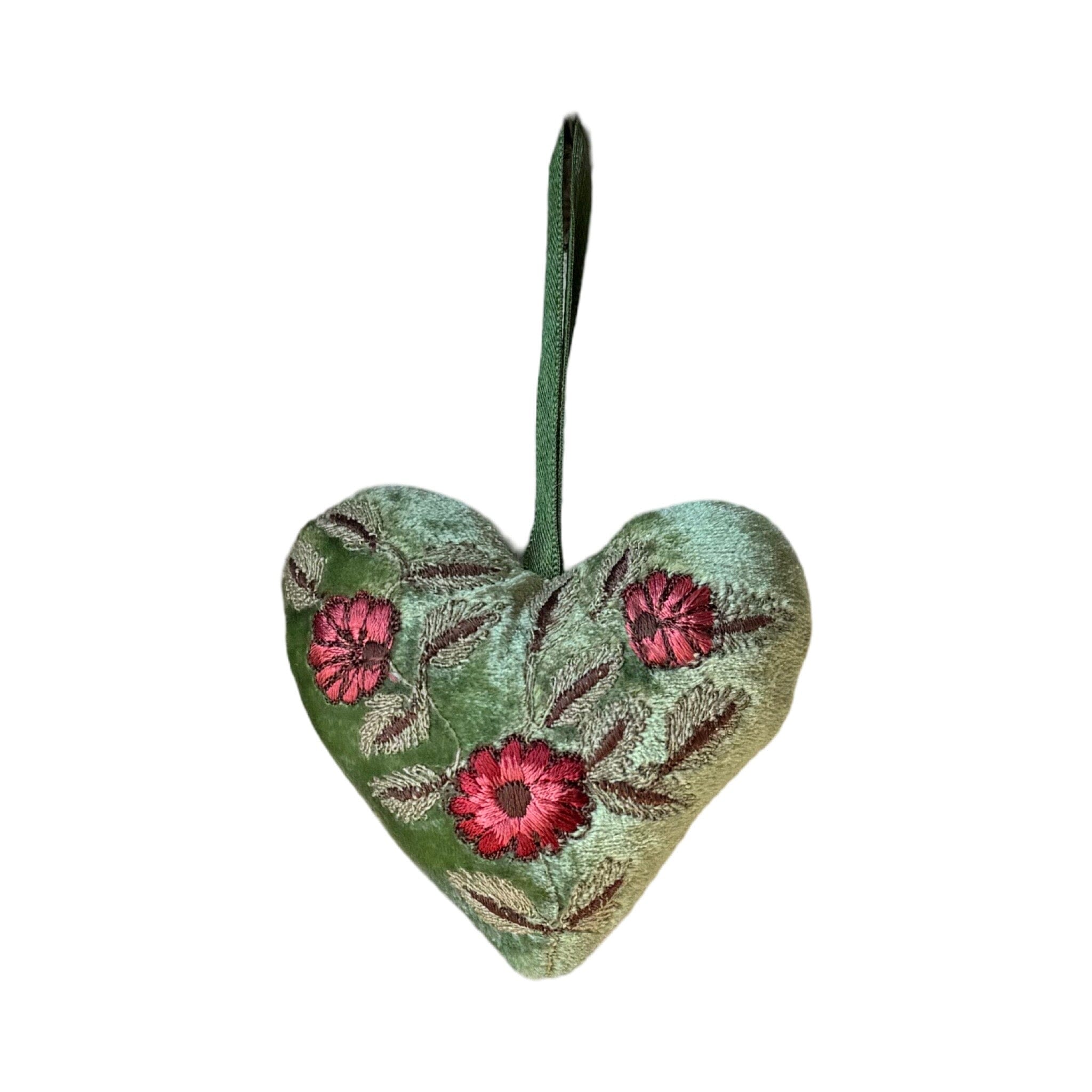 Hand Embroidered Silk Velvet Heart Ornaments Ornament Anke Drechsel Q