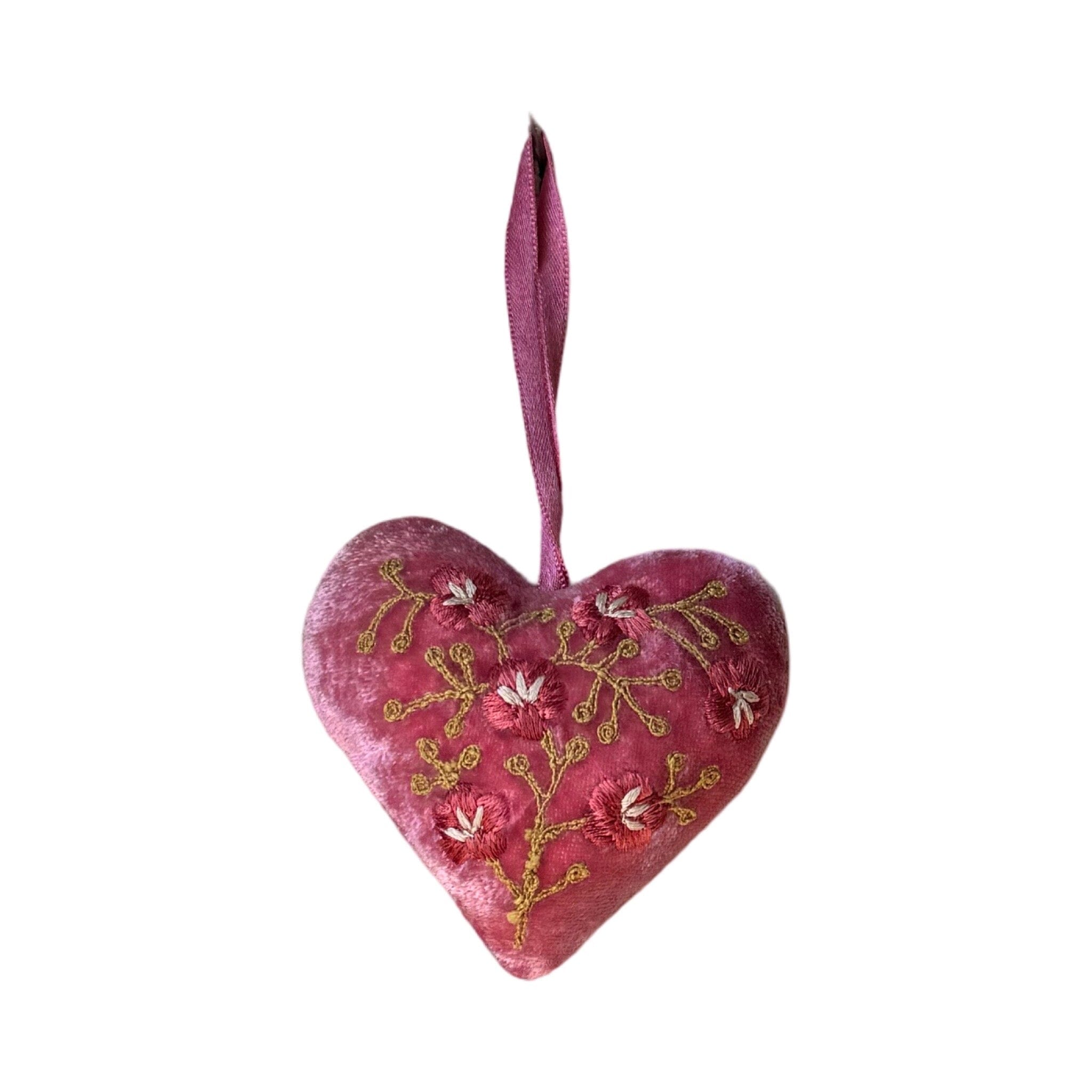 Hand Embroidered Silk Velvet Heart Ornaments Ornament Anke Drechsel S